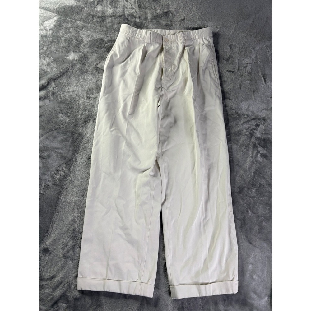 Polo by Ralph Lauren Pants 1990s Mens Size 34 34x27 Off White Chino Twill Cuffed